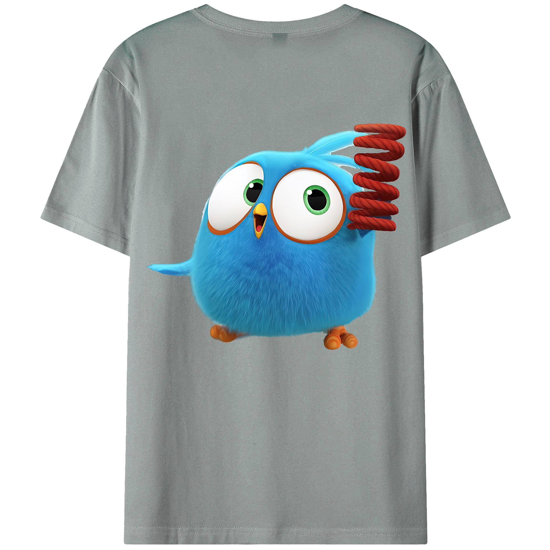 （画像用） Angry Birds アングリーバード 綿100％ メンズ半袖Tシャツ（バックプリント） 通気性